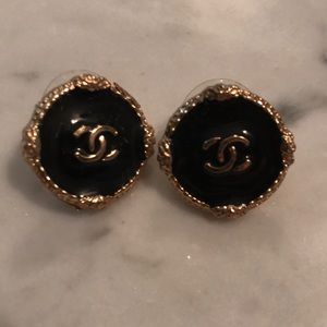 Chanel button earrings
